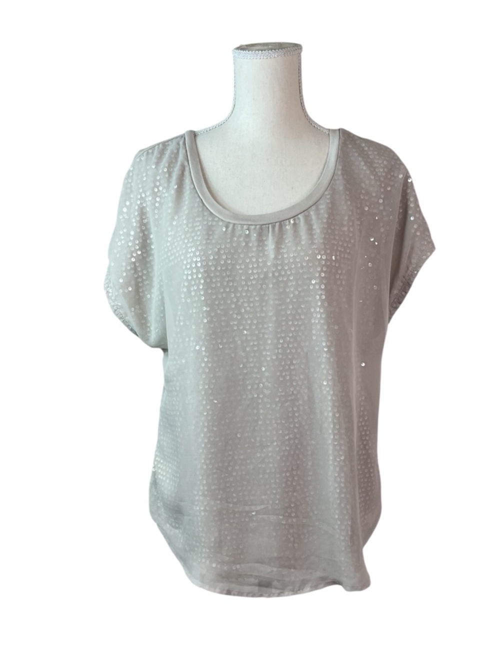 Self-esteem Women’s Sequin Scoop Neck Top - Taupe size XL Juniors